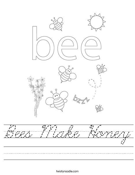 Beehive with honey bees Worksheet