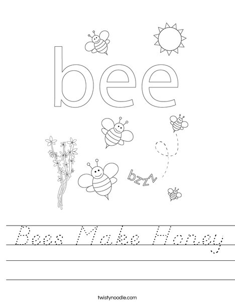 Beehive with honey bees Worksheet