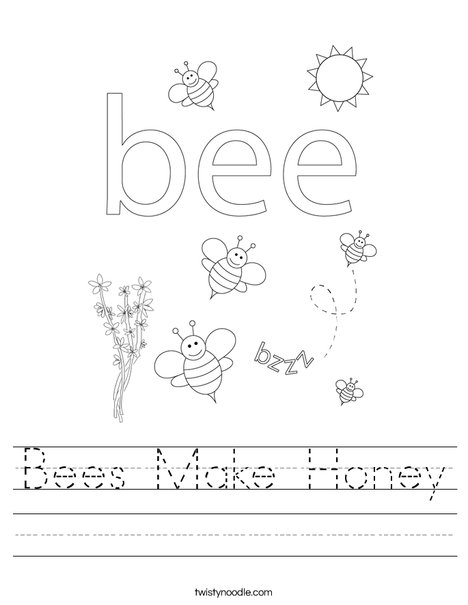 Beehive with honey bees Worksheet