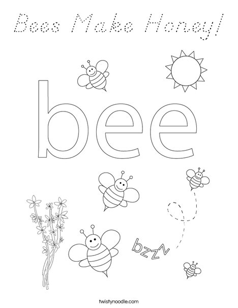 Beehive with honey bees Coloring Page