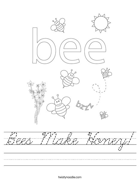 Beehive with honey bees Worksheet