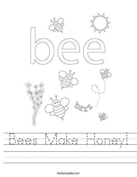 Beehive with honey bees Worksheet