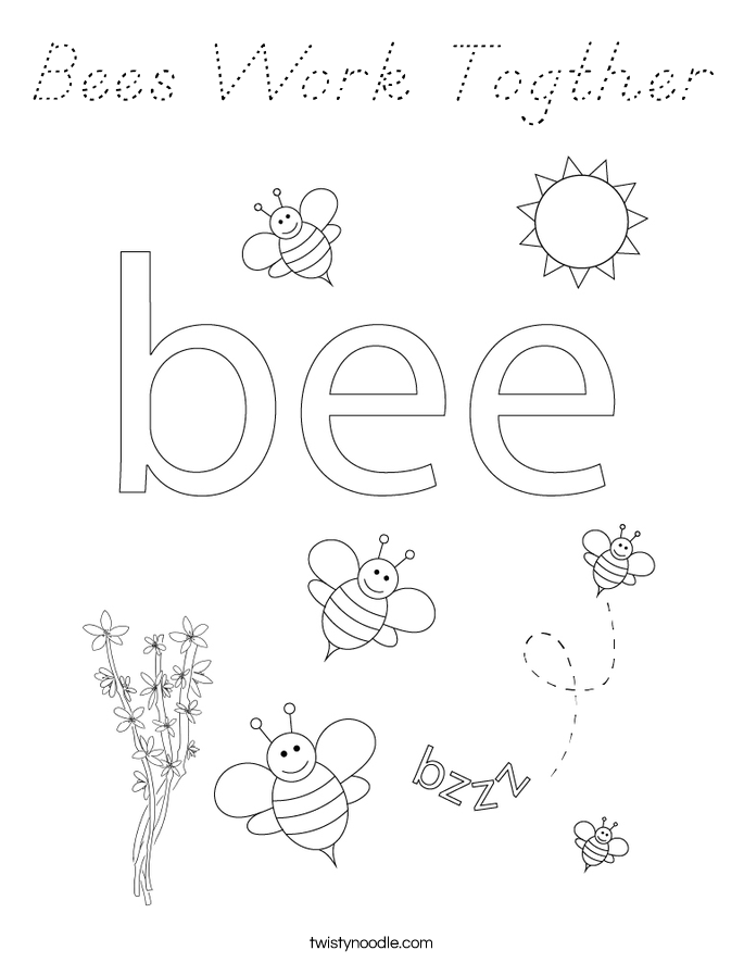 Bees Work Togther Coloring Page