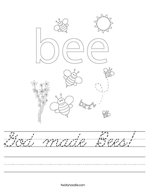 Beehive with honey bees Worksheet