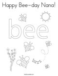 Happy Bee-day Nana! Coloring Page
