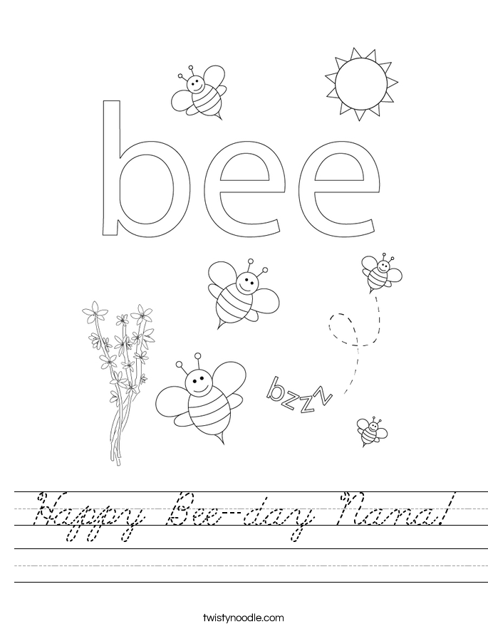 Happy Bee-day Nana! Worksheet