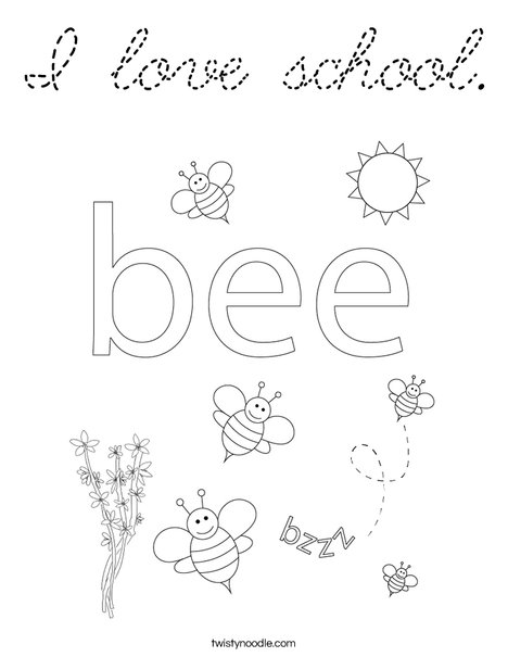 Beehive with honey bees Coloring Page