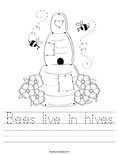 Bees live in hives Worksheet
