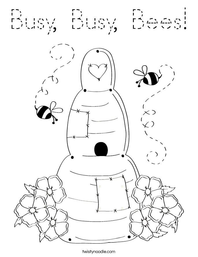 Busy, Busy, Bees! Coloring Page