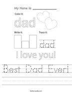 Best Dad Ever Handwriting Sheet