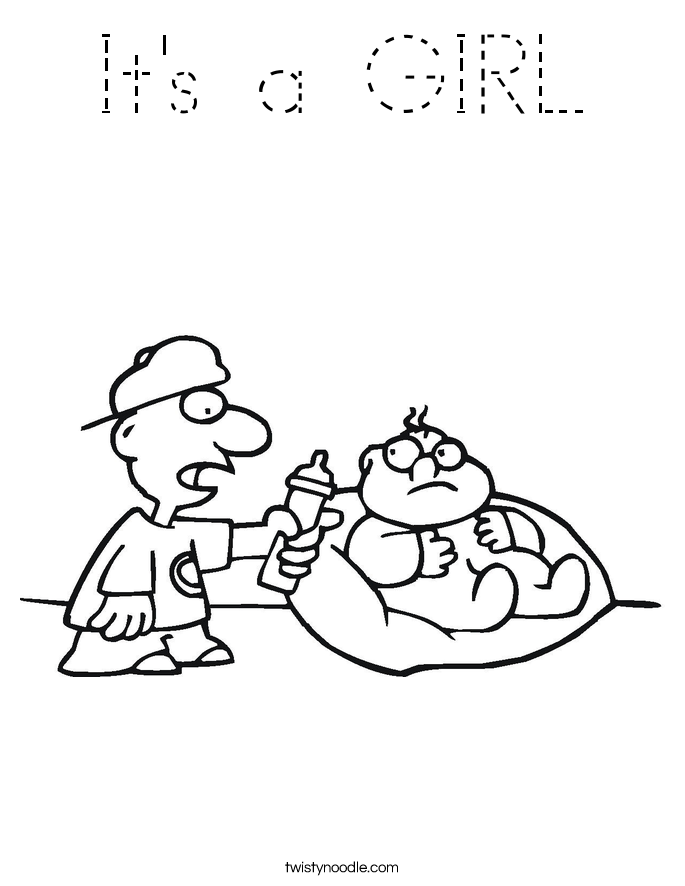 It's a GIRL Coloring Page