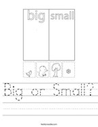 Big or Small Handwriting Sheet