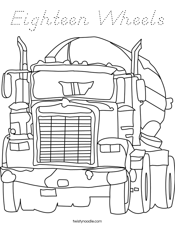 Eighteen Wheels Coloring Page