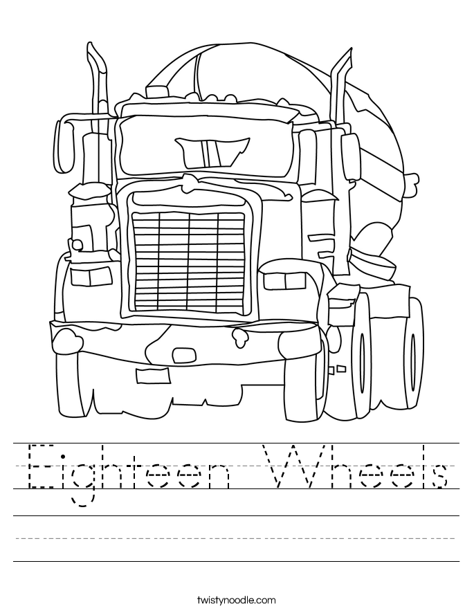 Eighteen Wheels Worksheet