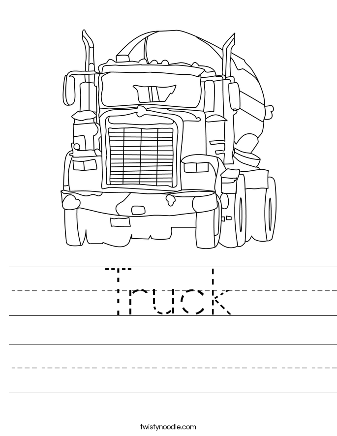 Truck Worksheet - Twisty Noodle