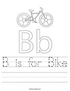 B is for Bike Handwriting Sheet
