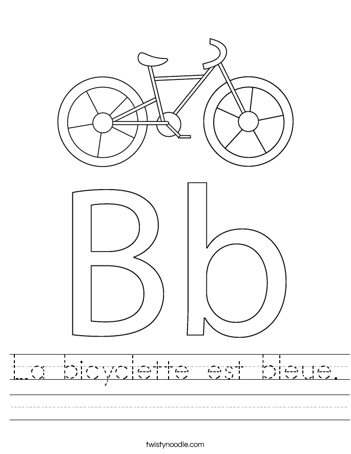 La bicyclette est bleue. Worksheet