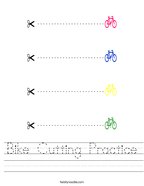 Bike Cutting Practice Handwriting Sheet
