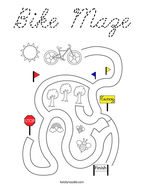 Bike Maze Coloring Page