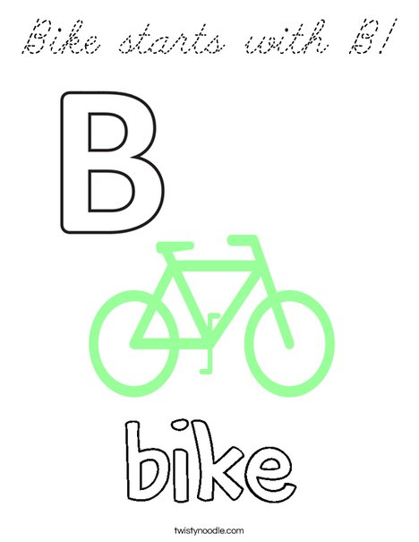 Bike starts with B! Coloring Page