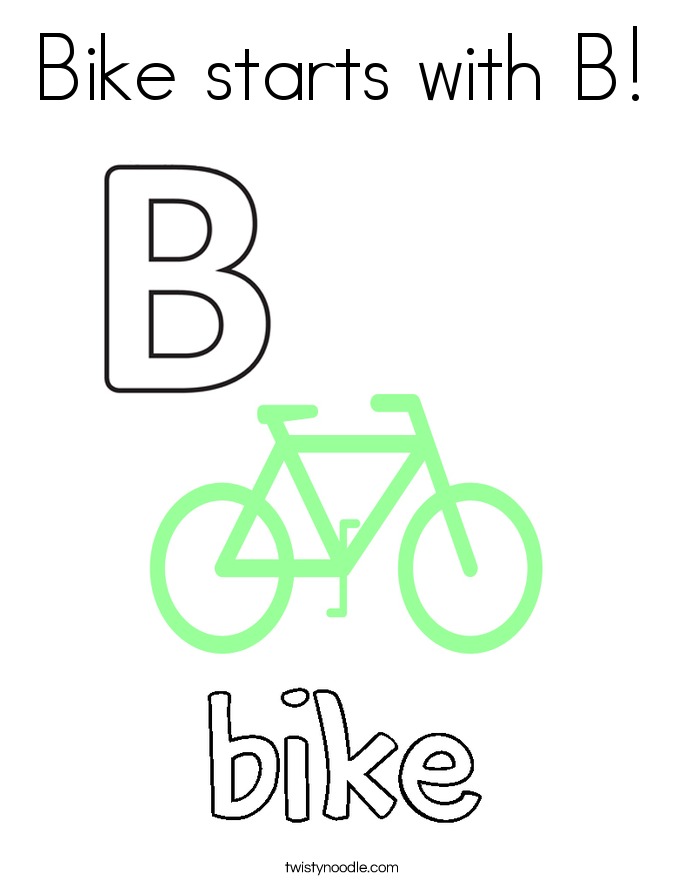Bike starts with B! Coloring Page