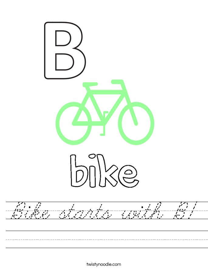 Bike starts with B! Worksheet