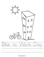 Bike to Work Day Handwriting Sheet