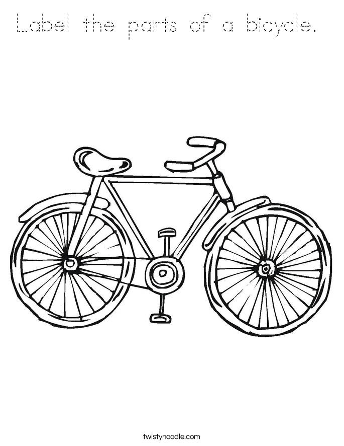 Label the parts of a bicycle.  Coloring Page
