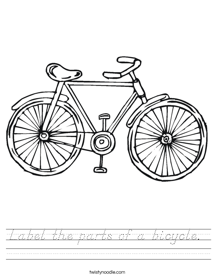 Label the parts of a bicycle.  Worksheet