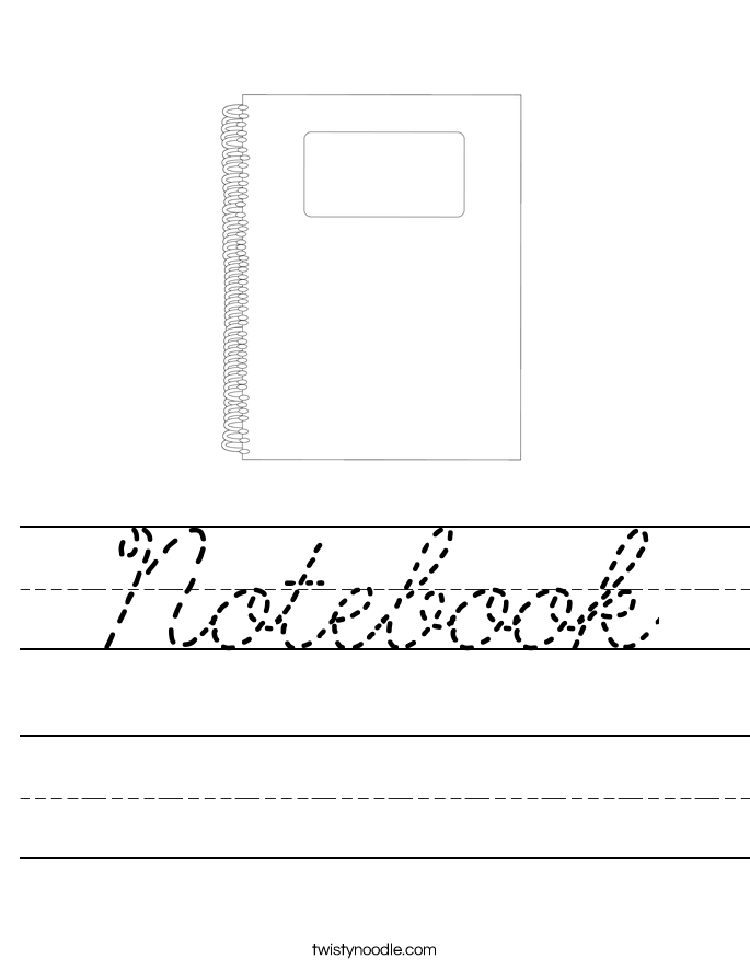 Notebook Worksheet Cursive Twisty Noodle