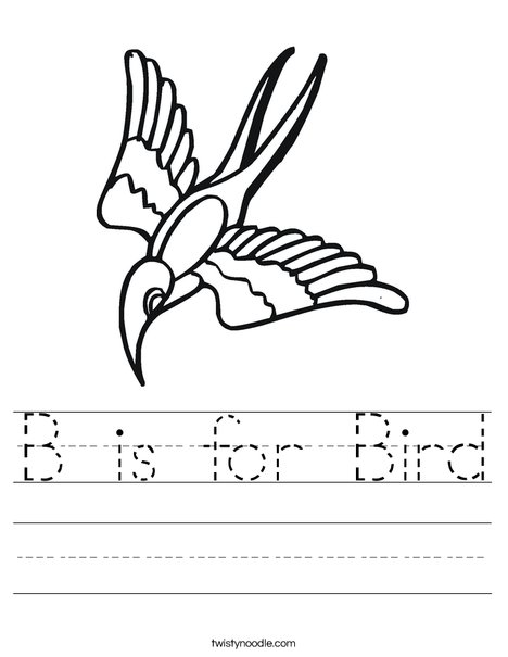 B Is For Bird Worksheet - Twisty Noodle