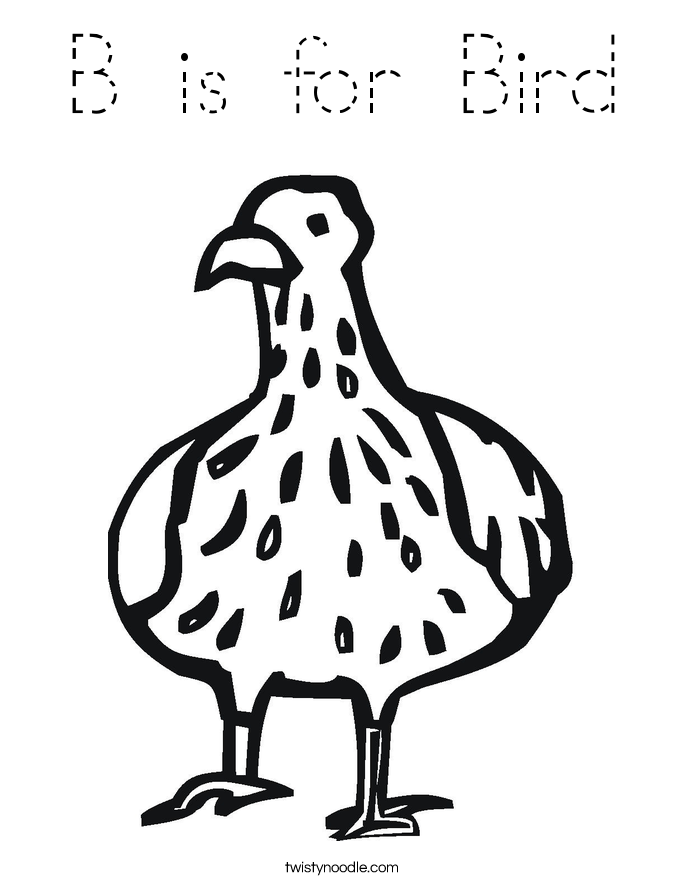 B is for Bird Coloring Page