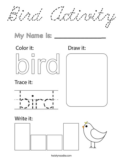 Bird Activity Coloring Page