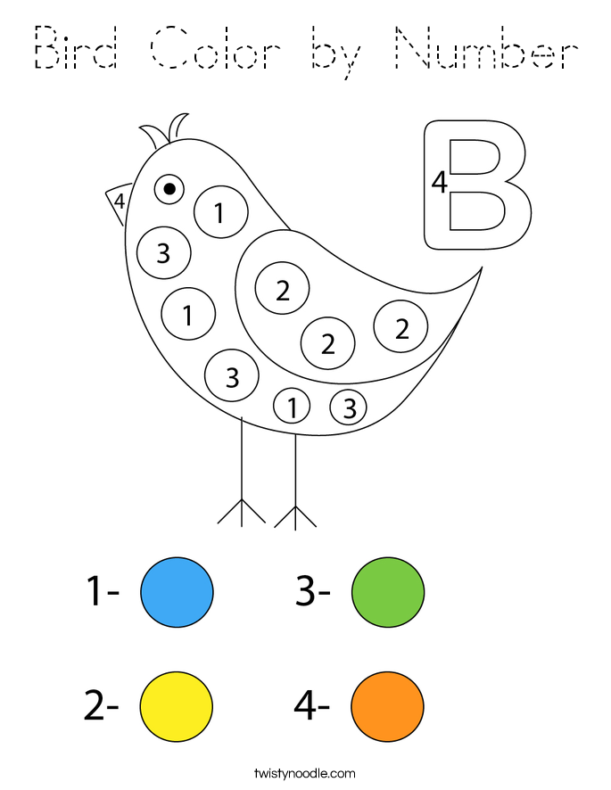 Bird Color by Number Coloring Page
