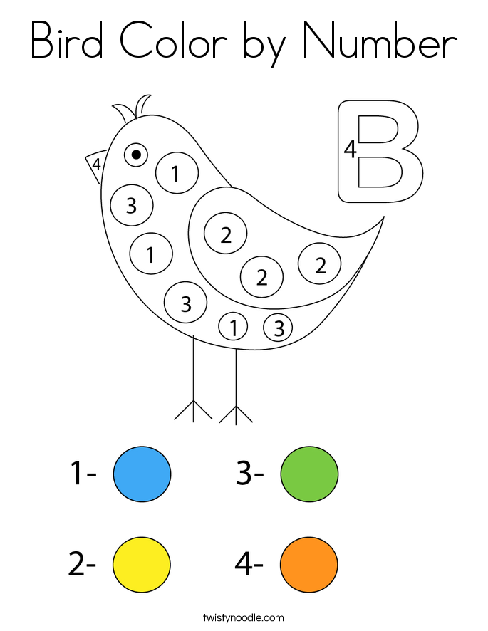 Bird Color by Number Coloring Page