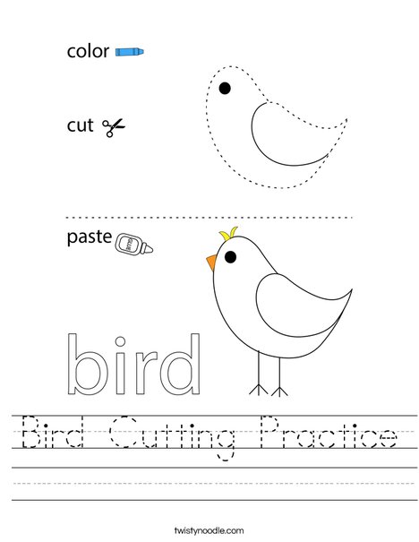 Bird Cutting Practice Worksheet
