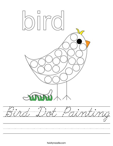 bird dot painting worksheet cursive twisty noodle