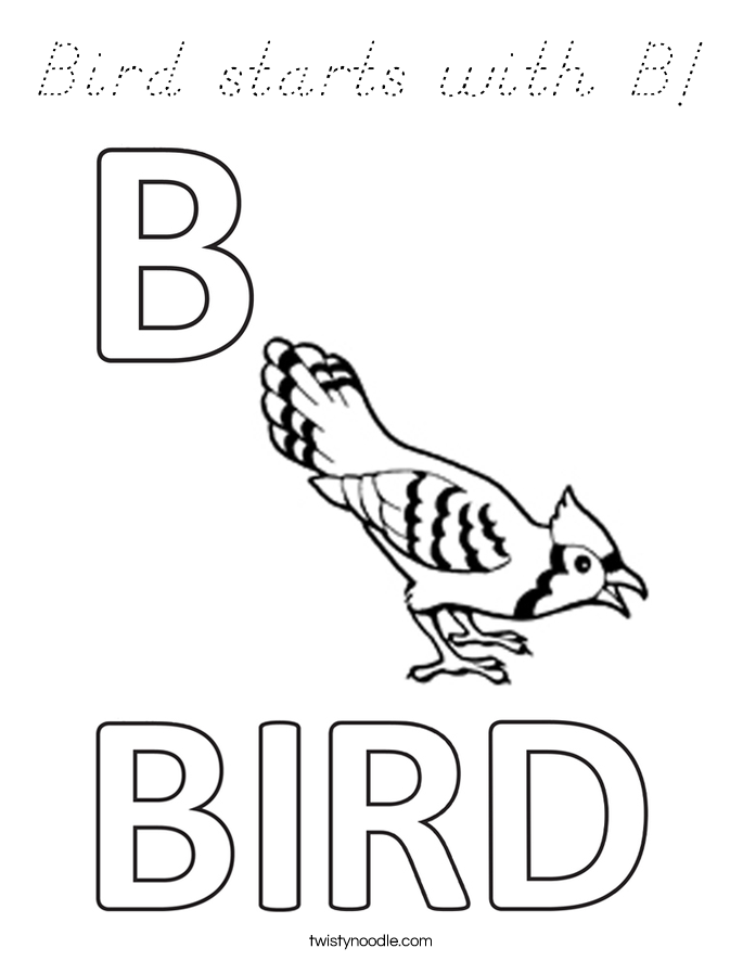 Bird starts with B! Coloring Page