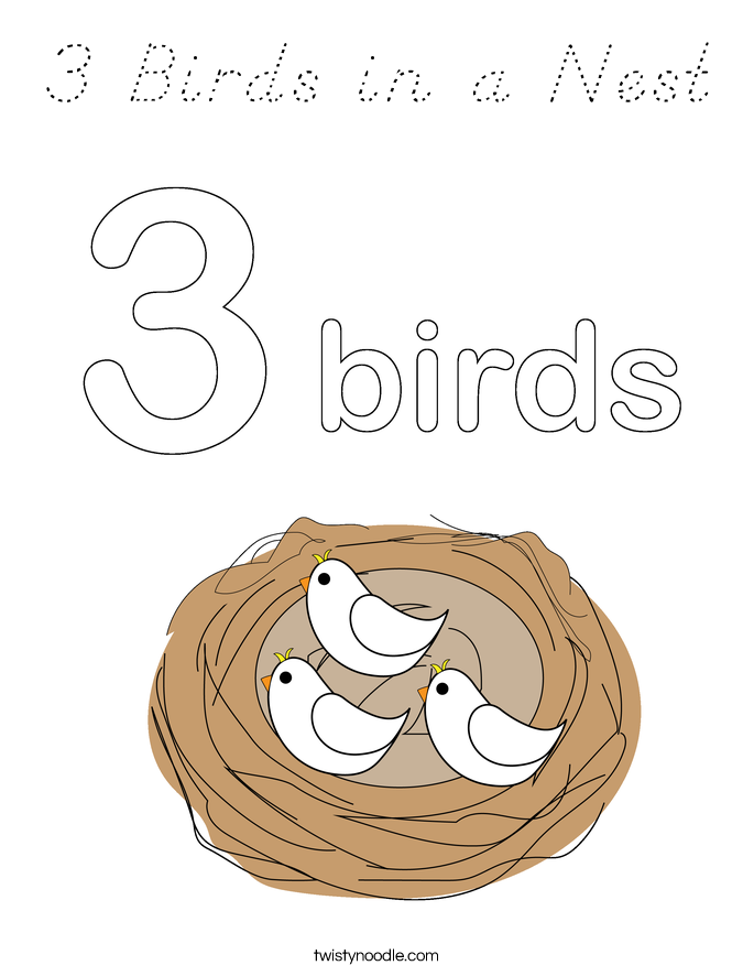 3 Birds in a Nest Coloring Page