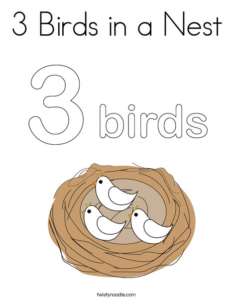 Birds in a Nest Coloring Page