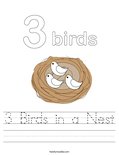 3 Birds in a Nest Worksheet