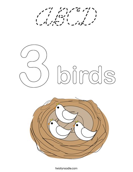 Birds in a Nest Coloring Page