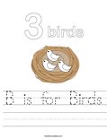 B is for Birds Worksheet