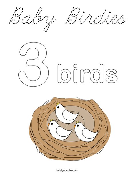 Birds in a Nest Coloring Page