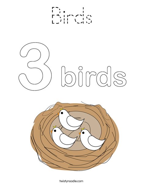 Birds in a Nest Coloring Page