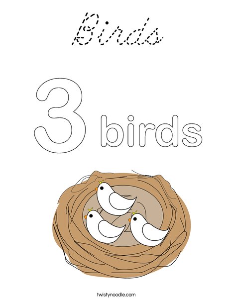 Birds in a Nest Coloring Page
