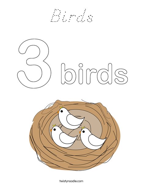 Birds in a Nest Coloring Page