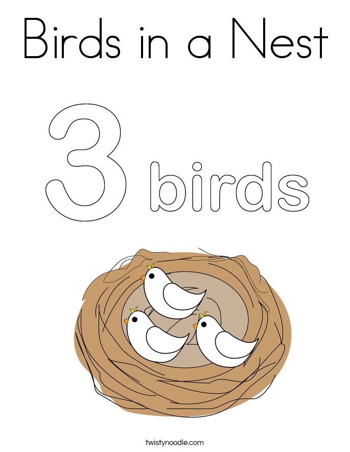 Birds in a Nest Coloring Page - Twisty Noodle