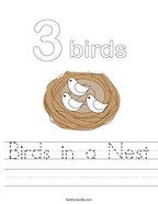 Birds in a Nest Handwriting Sheet