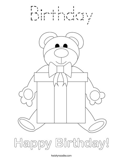 Birthday Bear Coloring Page
